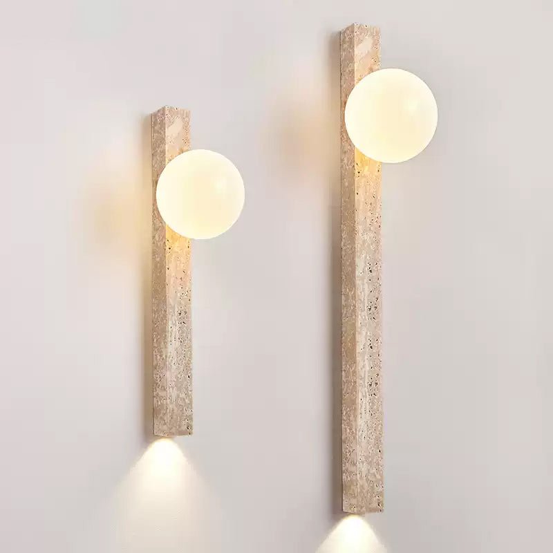 Elian wandlamp met geel travertinplaat
