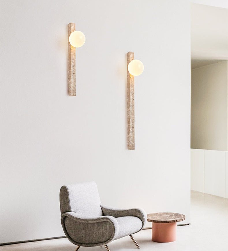 Elian wandlamp met geel travertinplaat