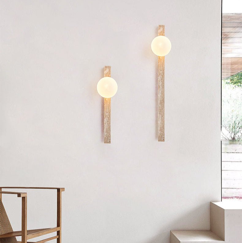 Elian wandlamp met geel travertinplaat