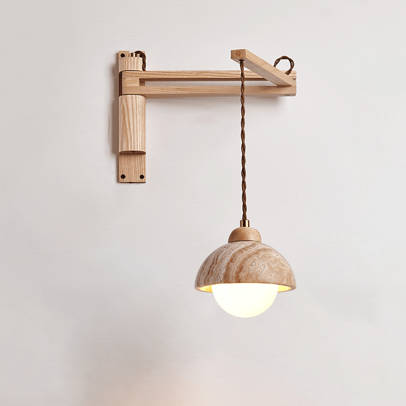 travertin wandlamp met zwenkarm
