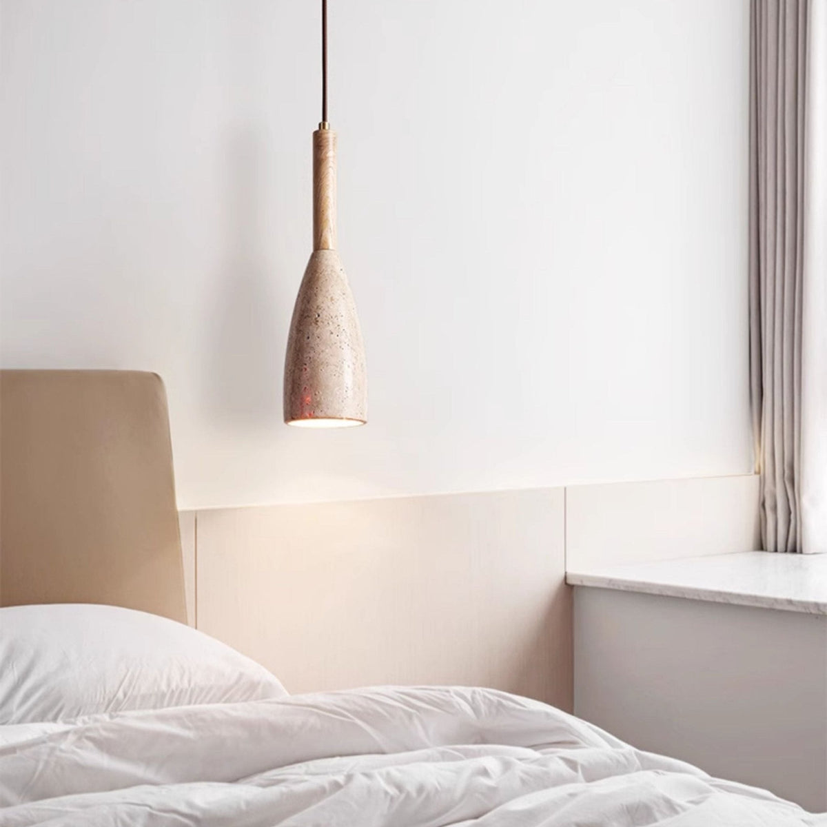 Nerian travertin traanvormige hanglamp