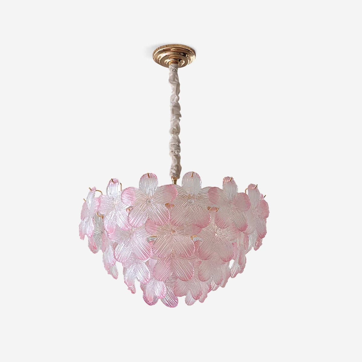Cavine Roze Glazen Bloem Kroonluchter