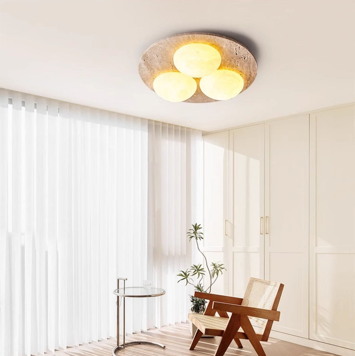 Trio travertin plafondlamp