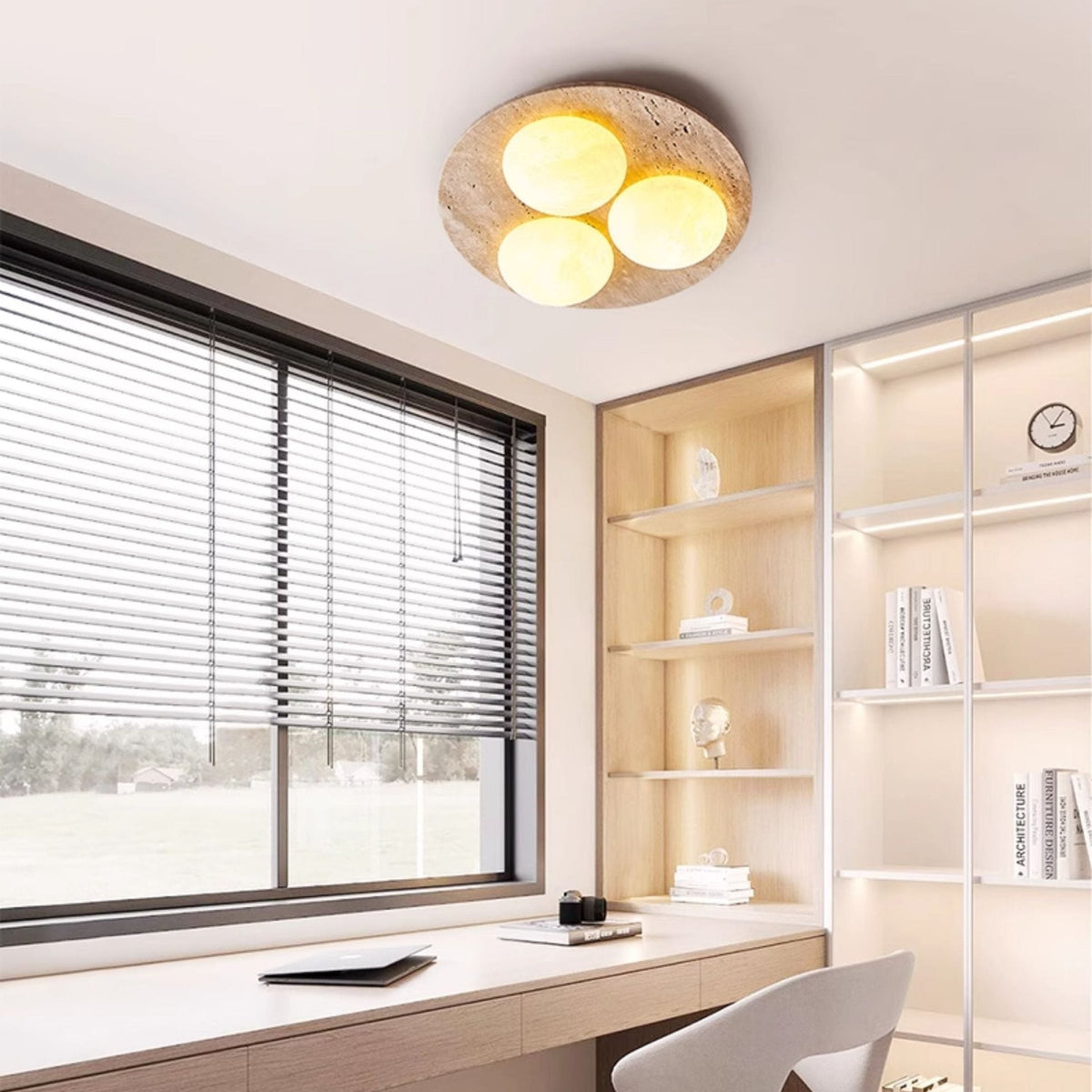 Trio travertin plafondlamp