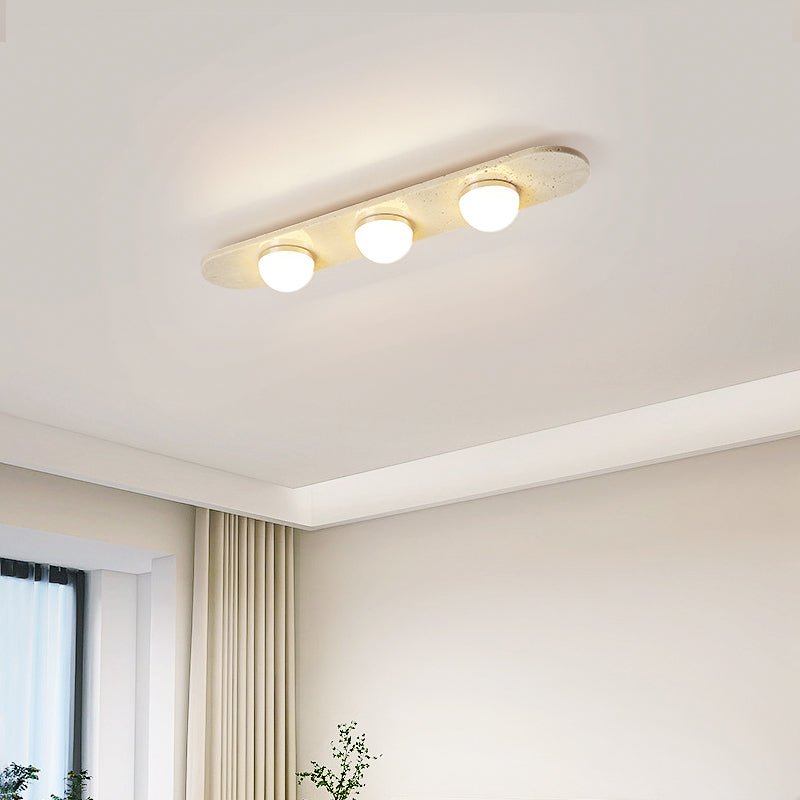 Ivan plafondlamp met drie balken in geel travertin