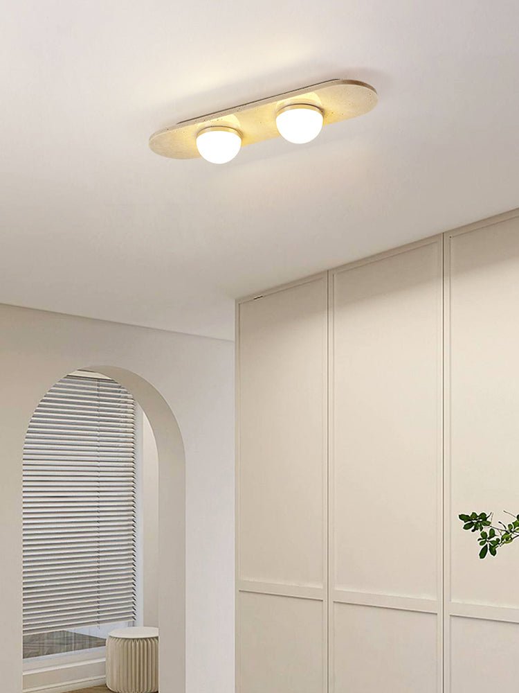 Ivan plafondlamp met drie balken in geel travertin