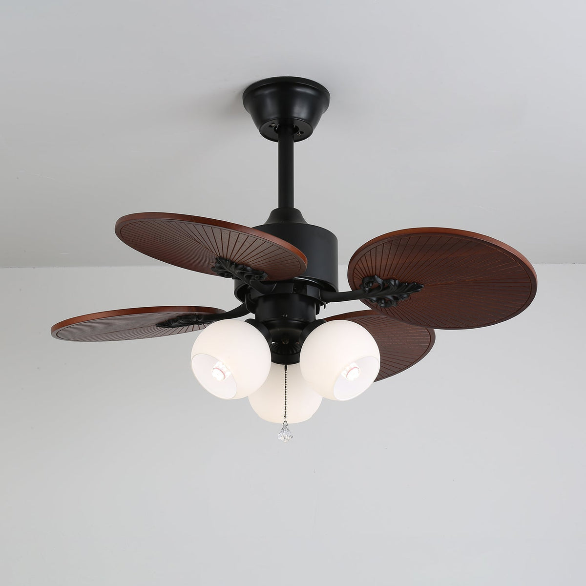 Celiira Tropische plafondventilator met verlichting met ventilator van glas