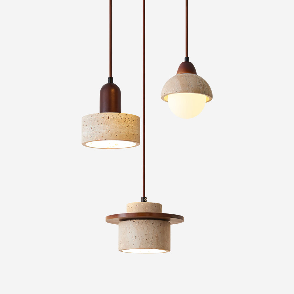 Eluno hanglamp set multi-licht travertin