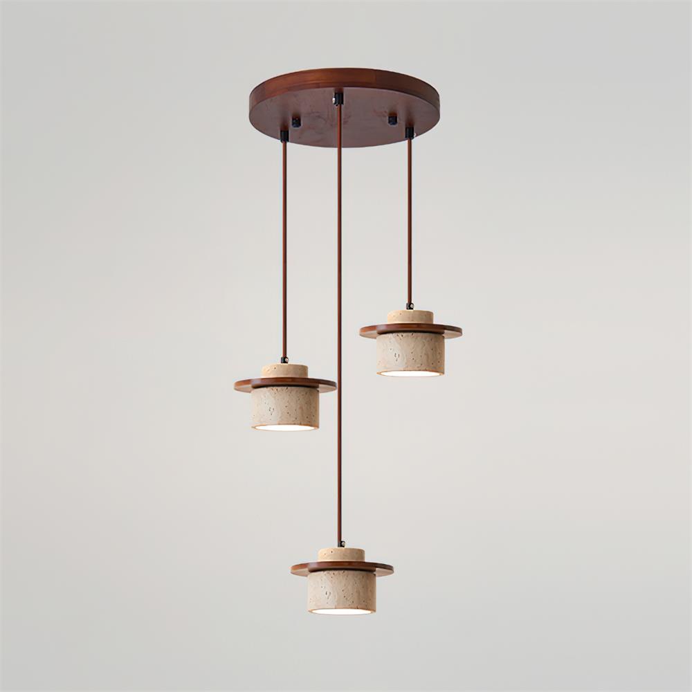 Eluno hanglamp set multi-licht travertin
