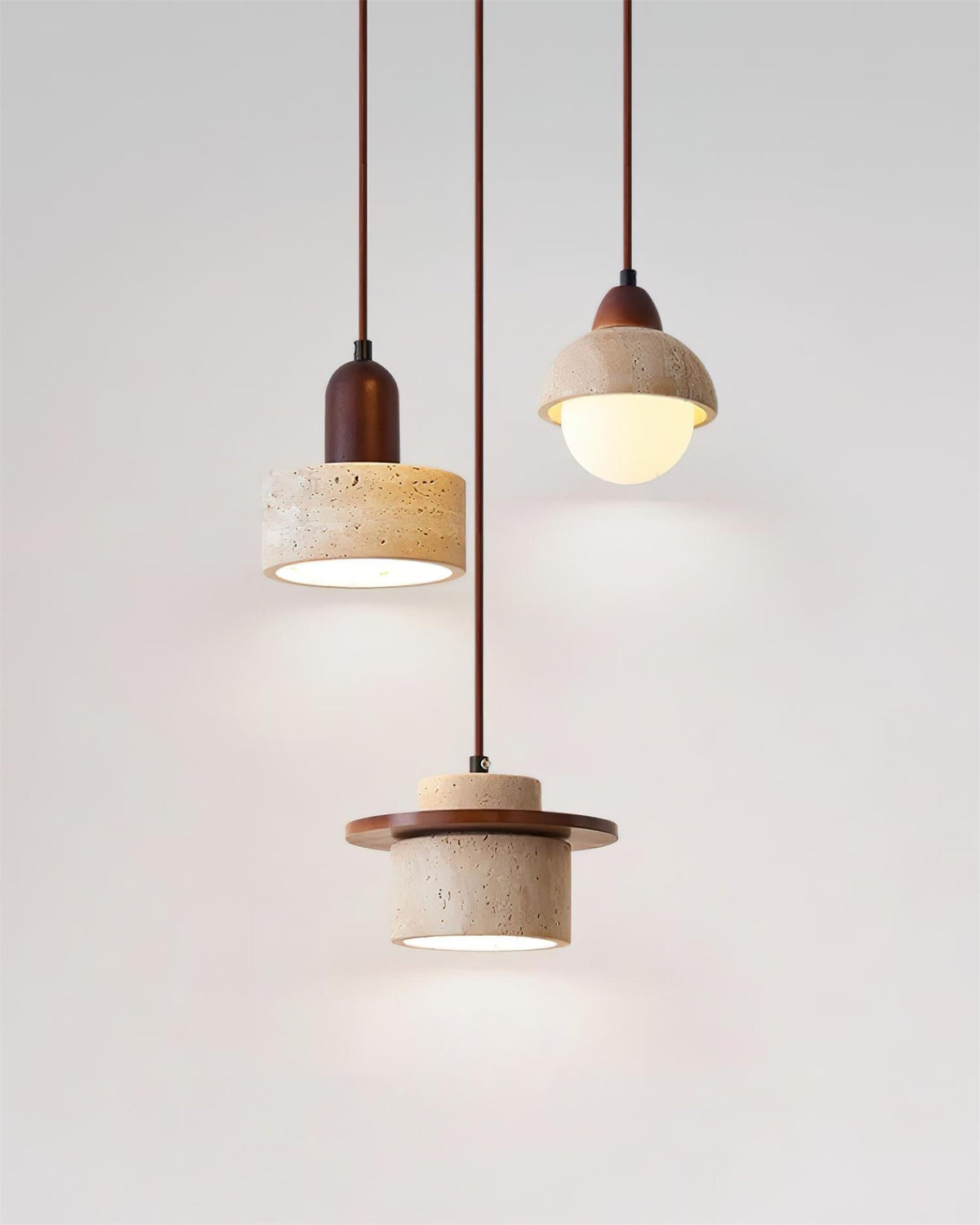 Eluno hanglamp set multi-licht travertin