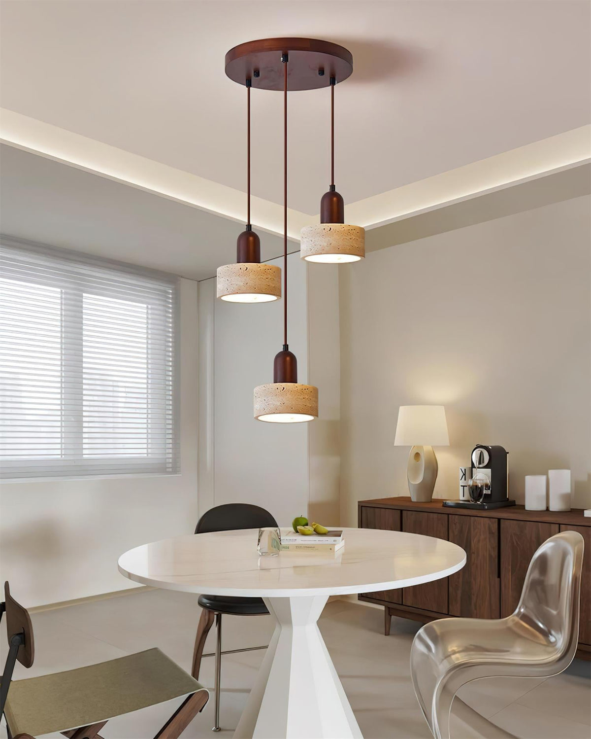 Eluno hanglamp set multi-licht travertin