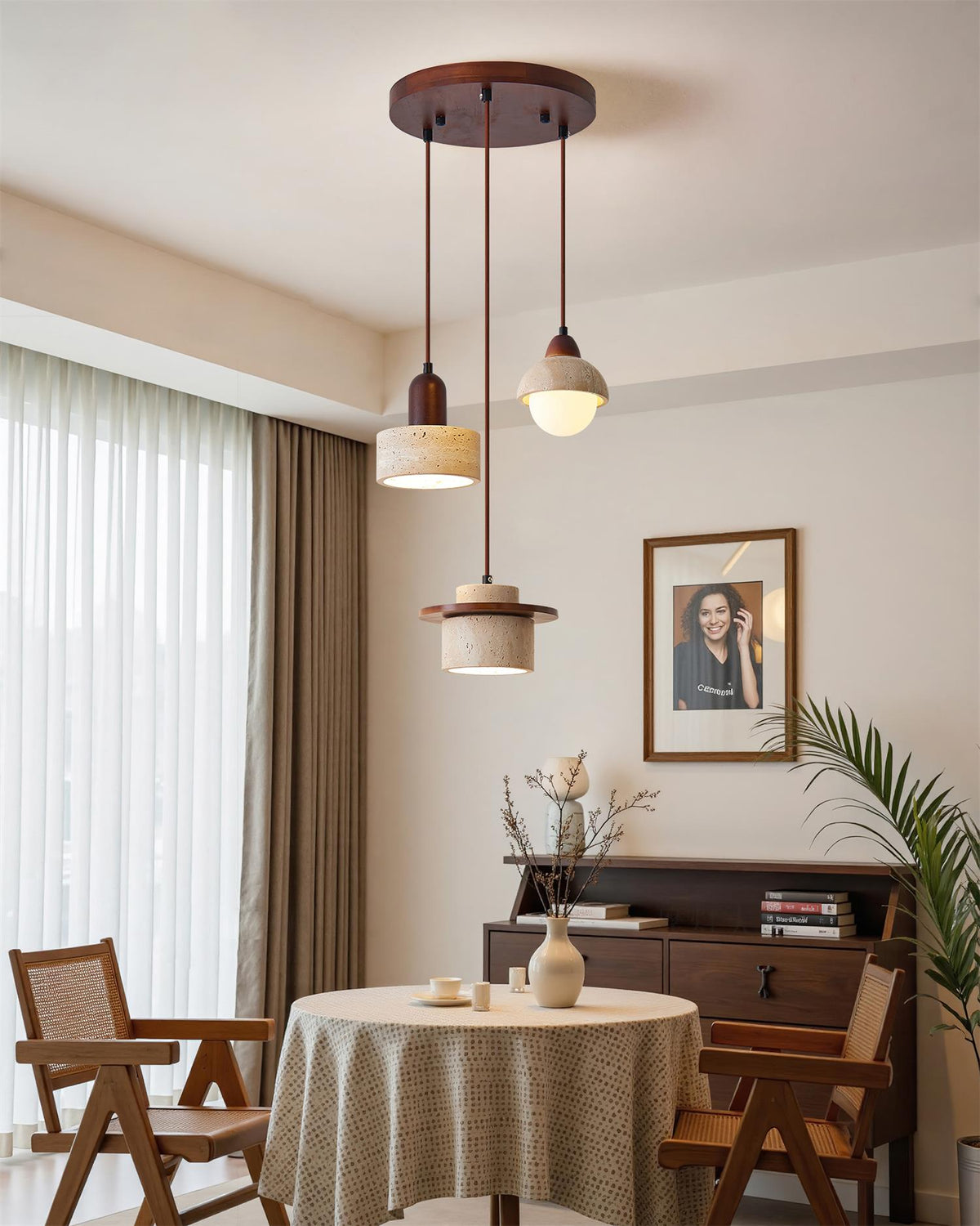 Eluno hanglamp set multi-licht travertin
