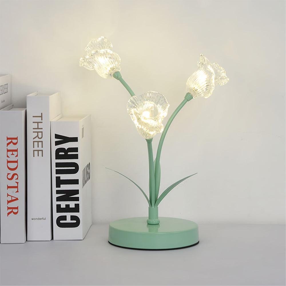 Aurdoril whimsical tafellamp met groene bloem van glas