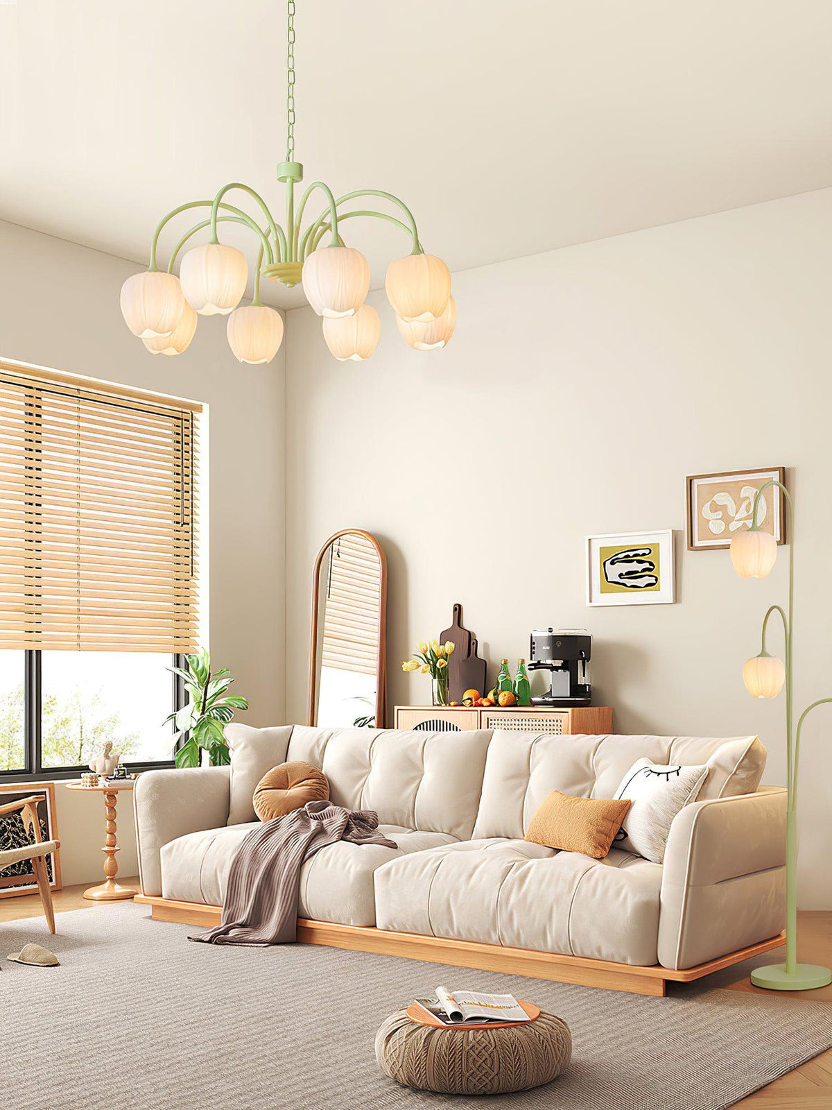 Eiraine kroonluchter Tulip Matcha glas