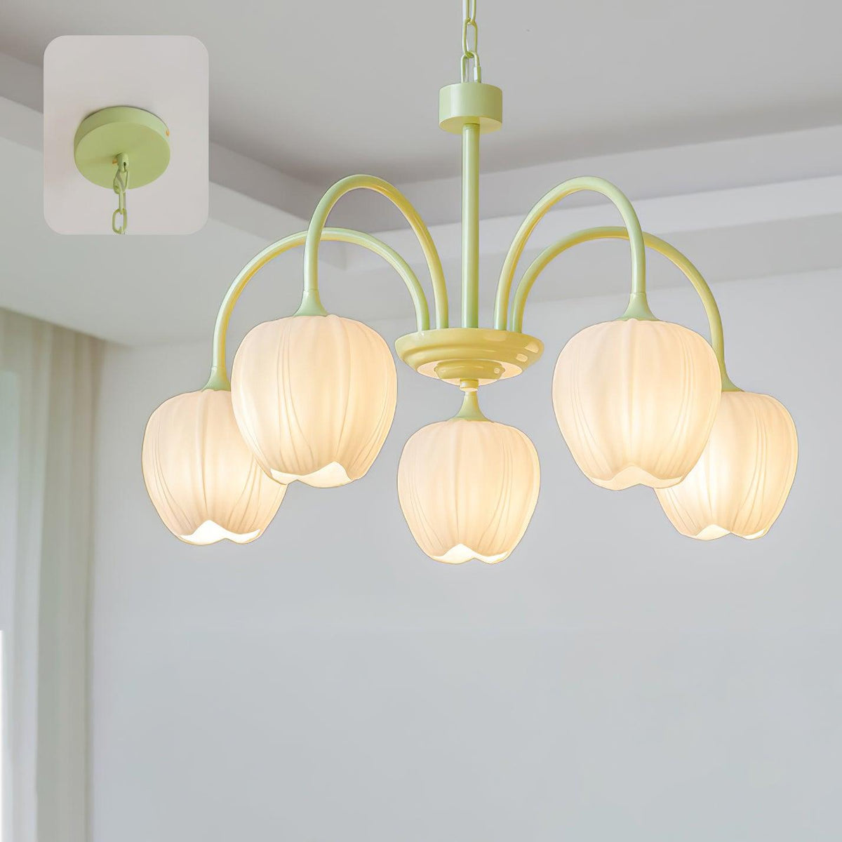 Eiraine kroonluchter Tulip Matcha glas