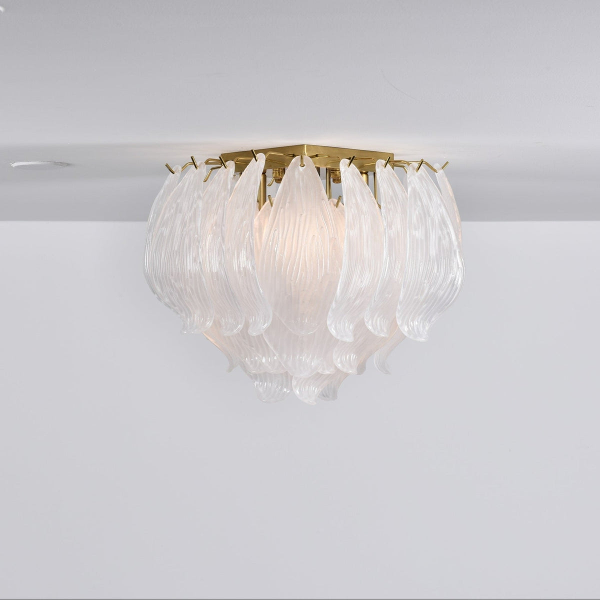 Liorivina plafondlamp Murano bloemblaadjes handgemaakte glas vlakke plafondlamp