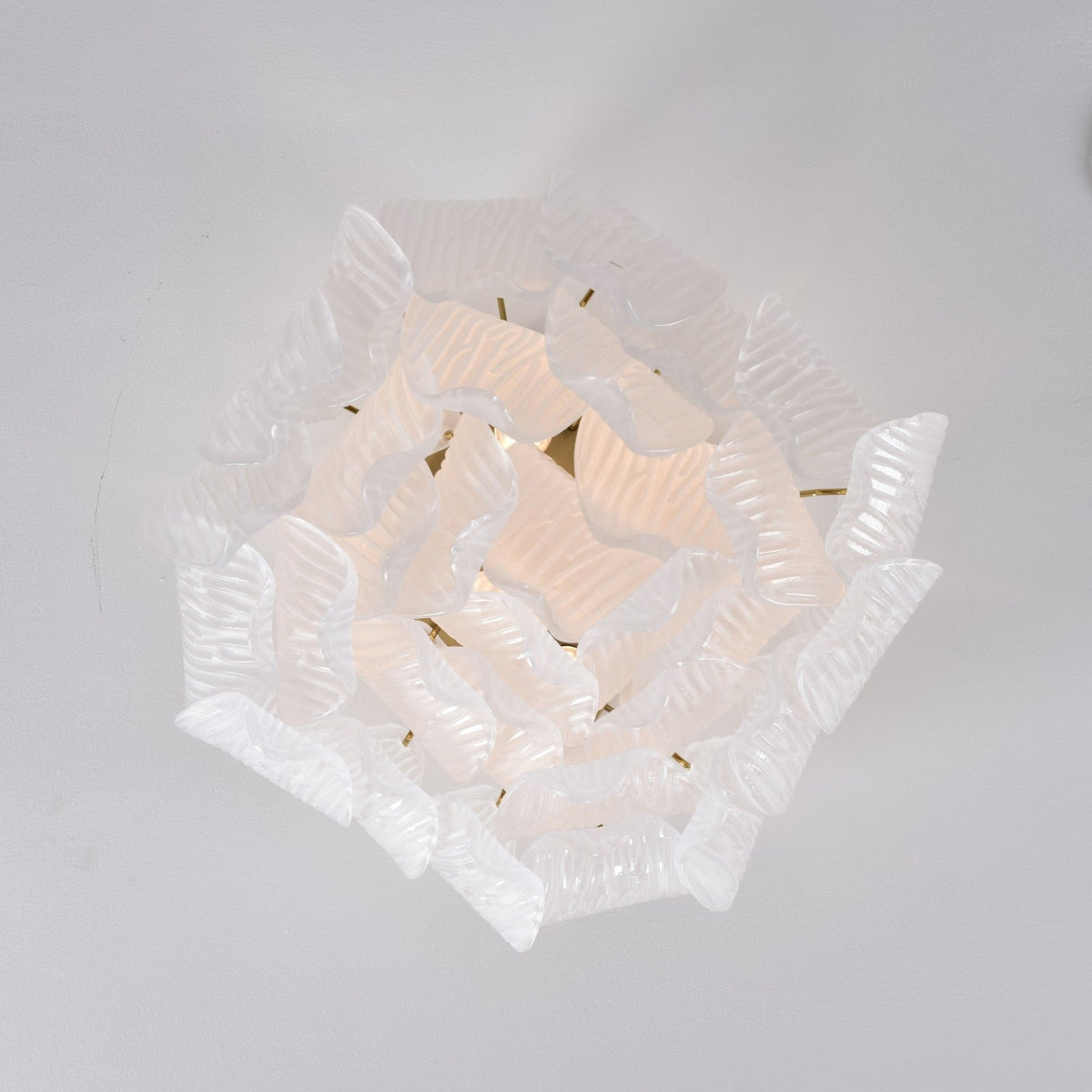 Liorivina plafondlamp Murano bloemblaadjes handgemaakte glas vlakke plafondlamp