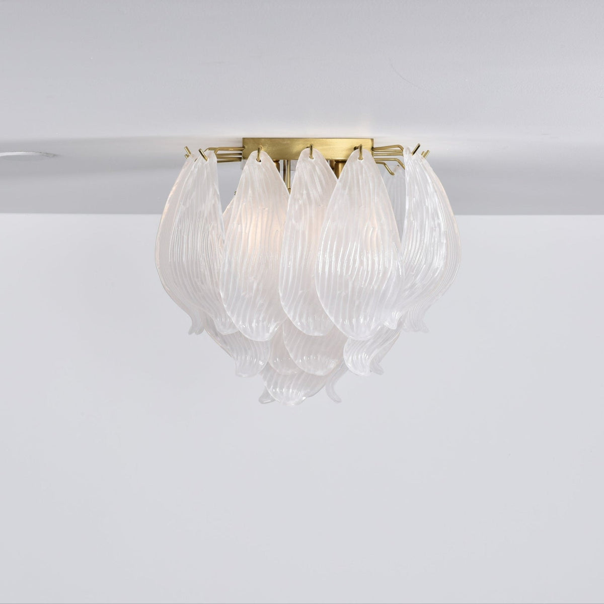 Liorivina plafondlamp Murano bloemblaadjes handgemaakte glas vlakke plafondlamp