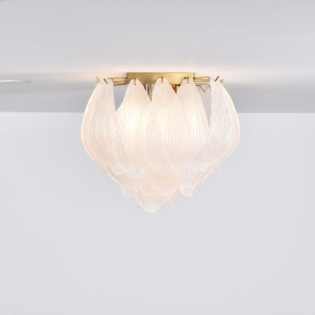 Liorivina plafondlamp Murano bloemblaadjes handgemaakte glas vlakke plafondlamp