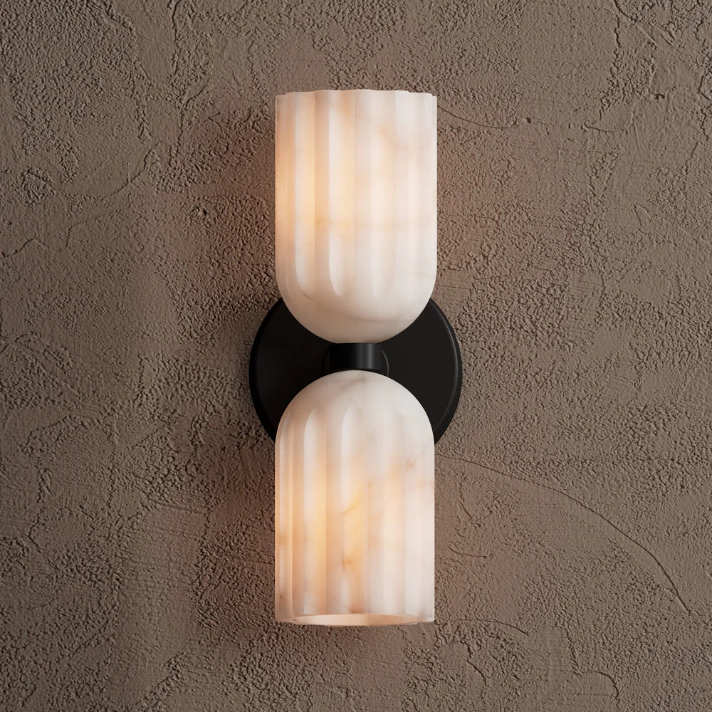 Eiriviella dubbele messing albasten wandlamp