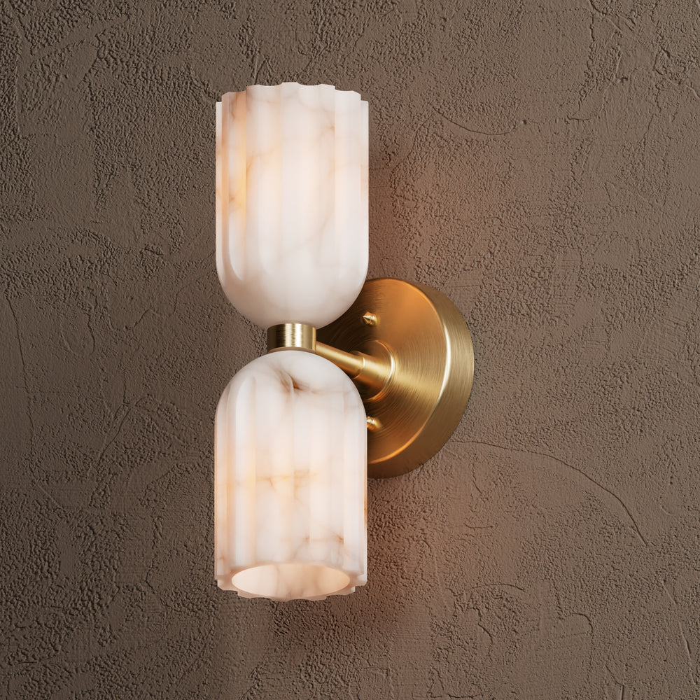 Eiriviella dubbele messing albasten wandlamp