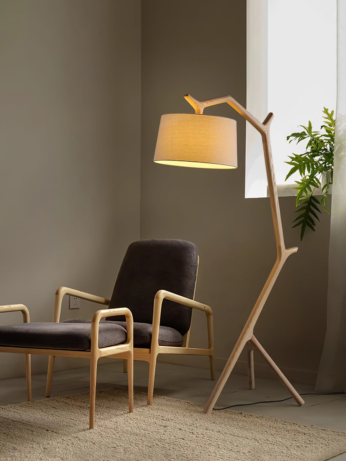 Ulmiril Rustic Houten vloerlamp