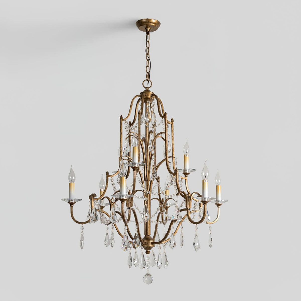Mirok Kroonluchter IJzer Kristal Candelabra Vintage