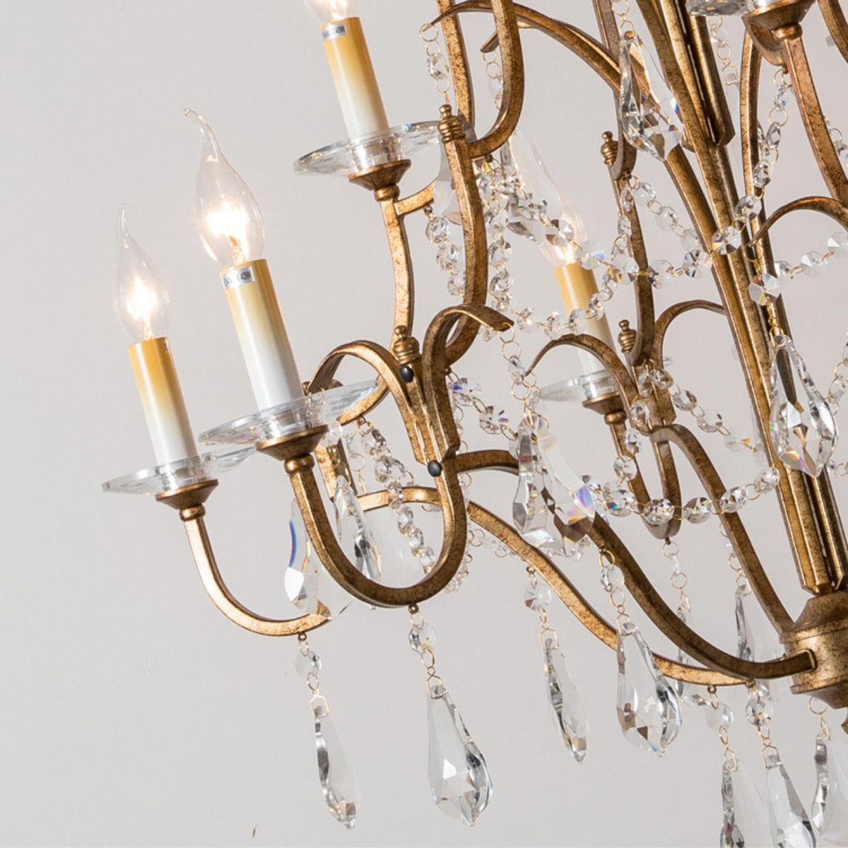 Mirok Kroonluchter IJzer Kristal Candelabra Vintage