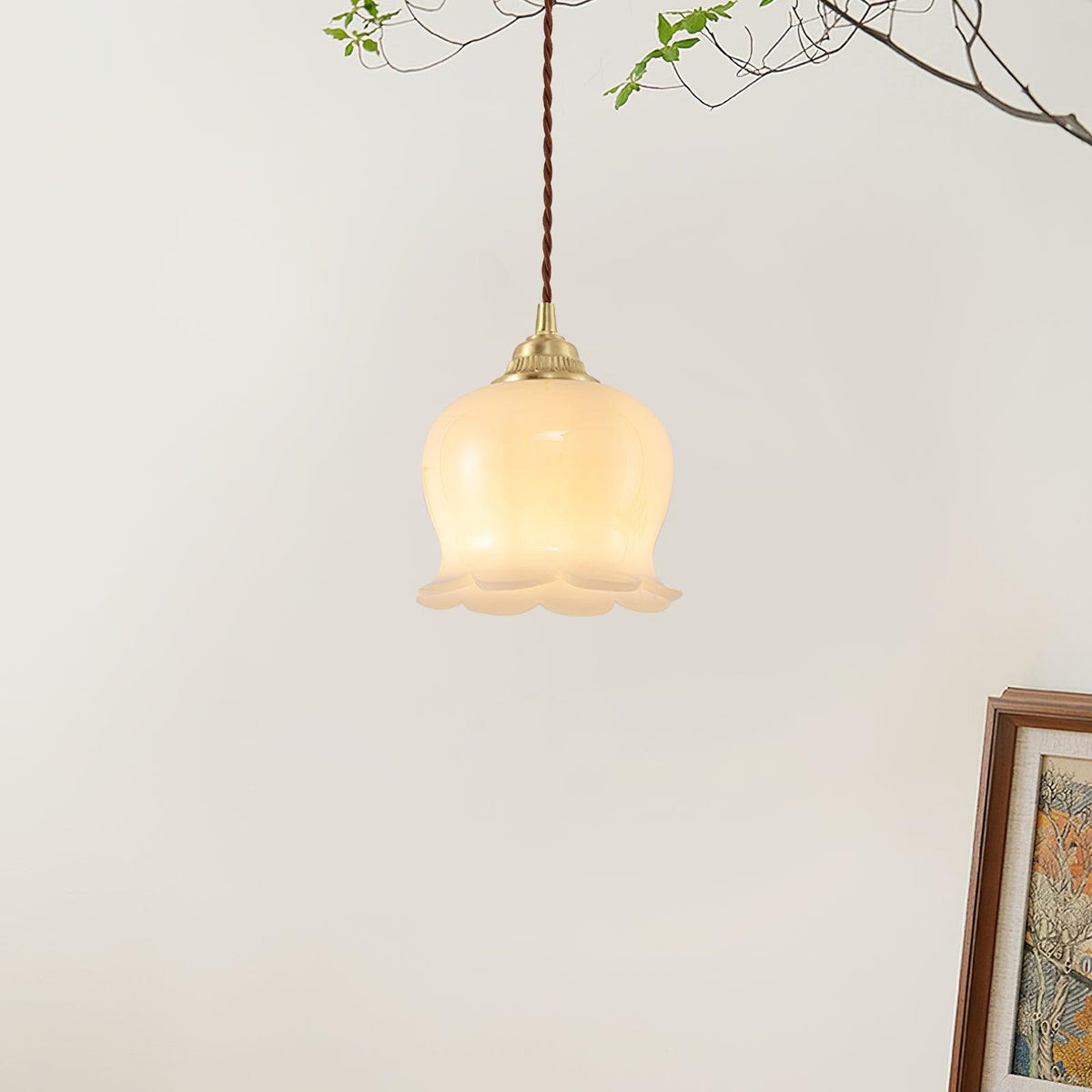 Veloza messing en hars glamoureus hanglamp