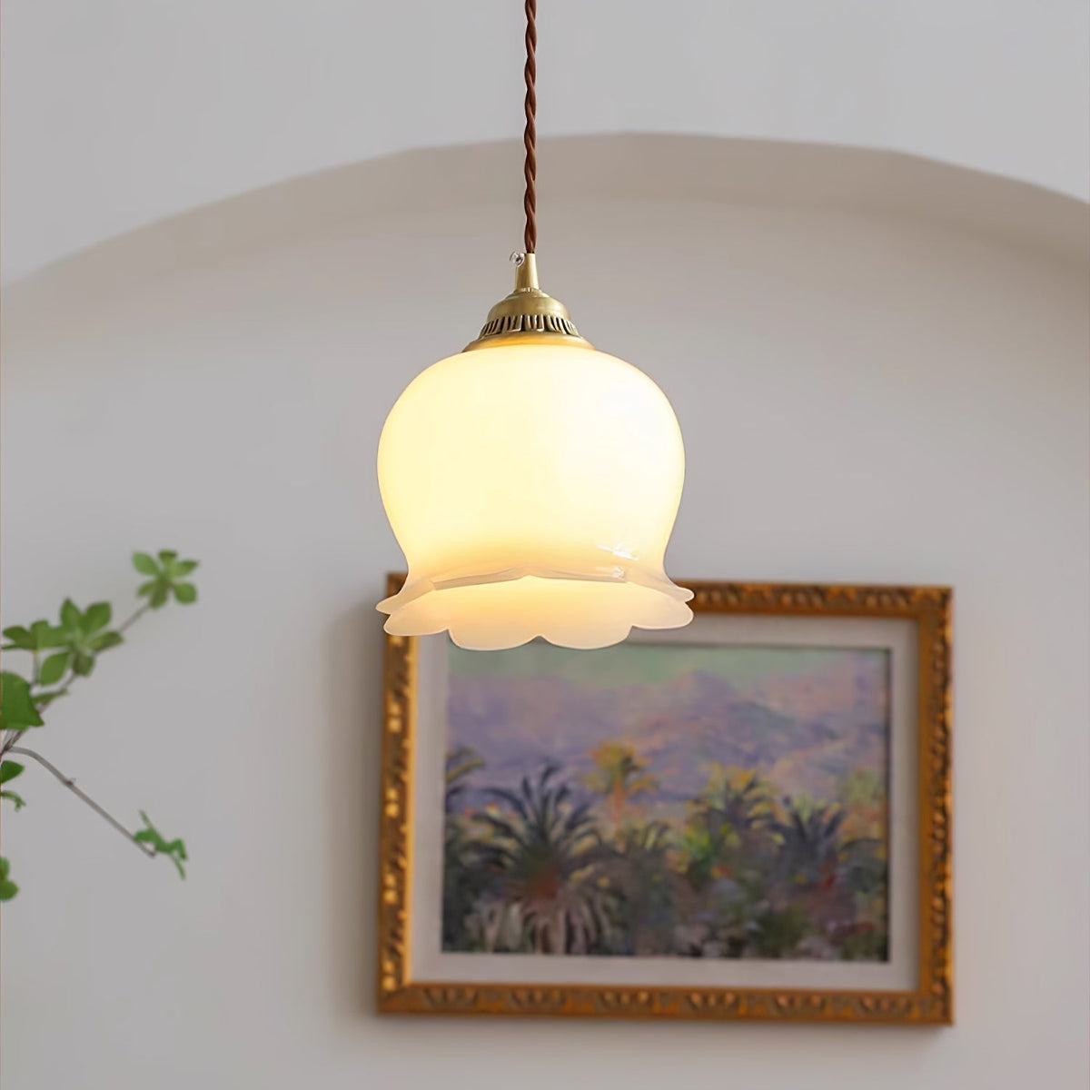 Veloza messing en hars glamoureus hanglamp