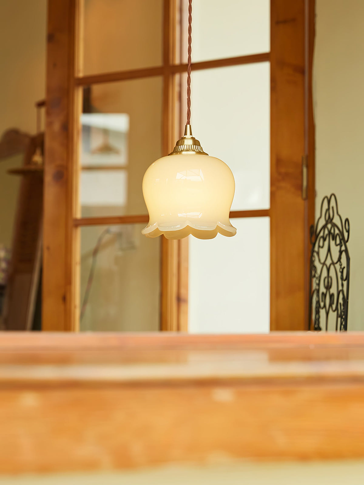 Veloza messing en hars glamoureus hanglamp
