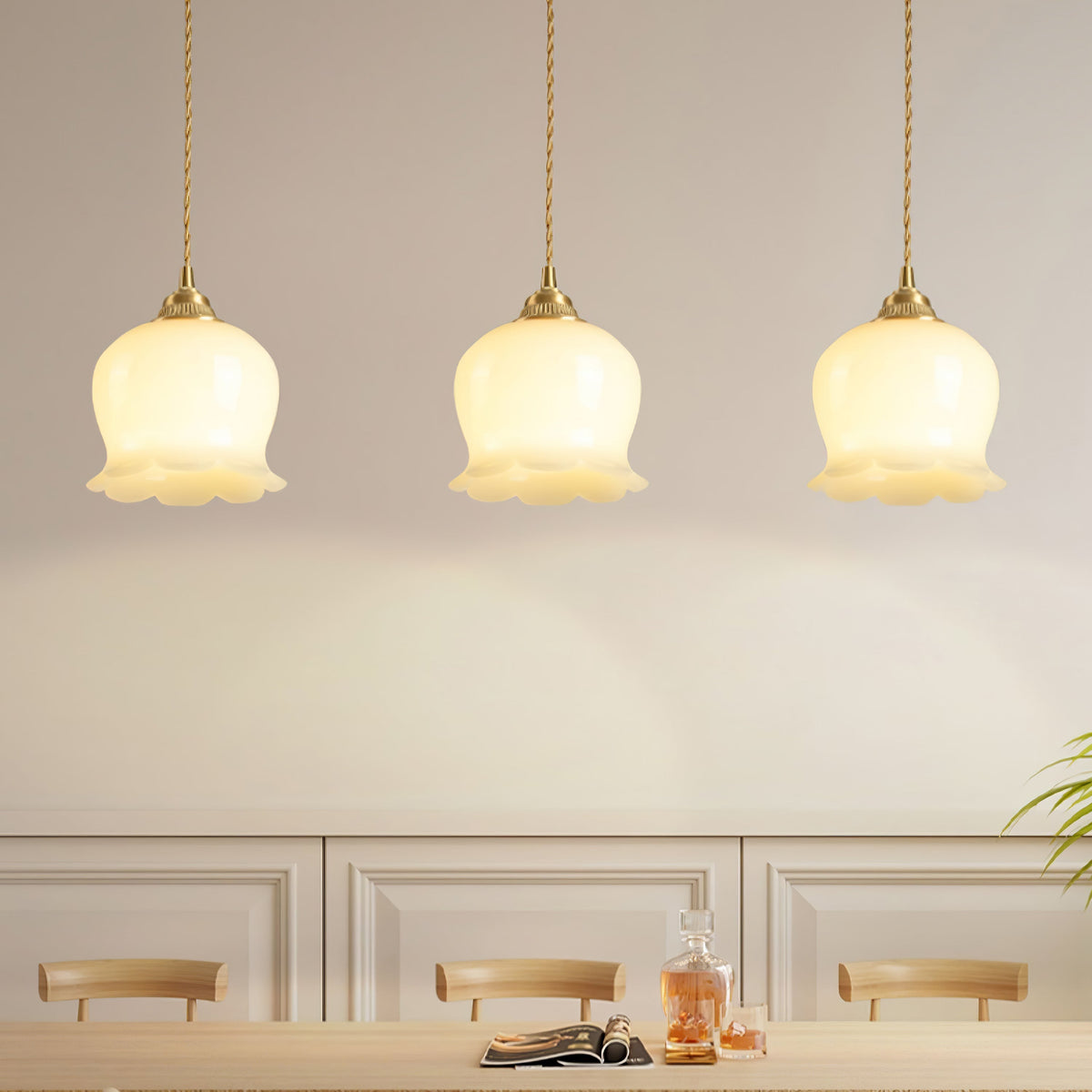 Veloza messing en hars glamoureus hanglamp