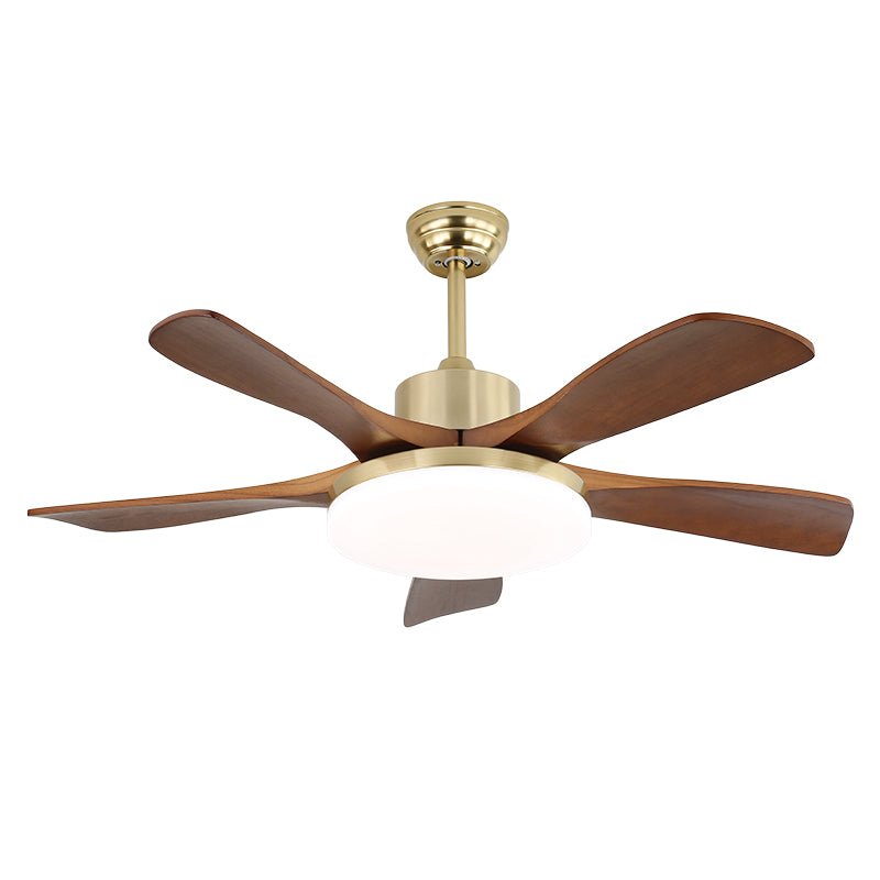 Elveora Moderne plafondventilator met verlichting van messing en walnoothout