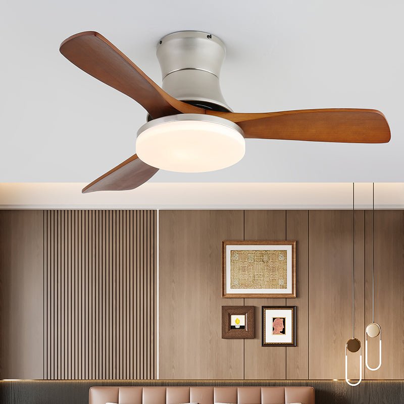 Elveora Moderne plafondventilator met verlichting van messing en walnoothout