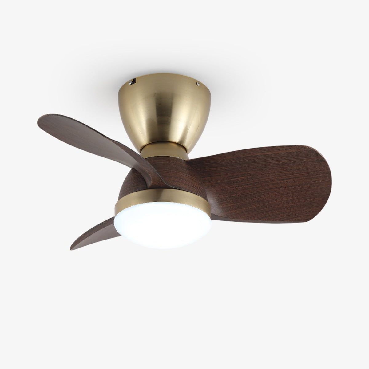 Aldiian minimalistisch messing houten plafondventilator met verlichting