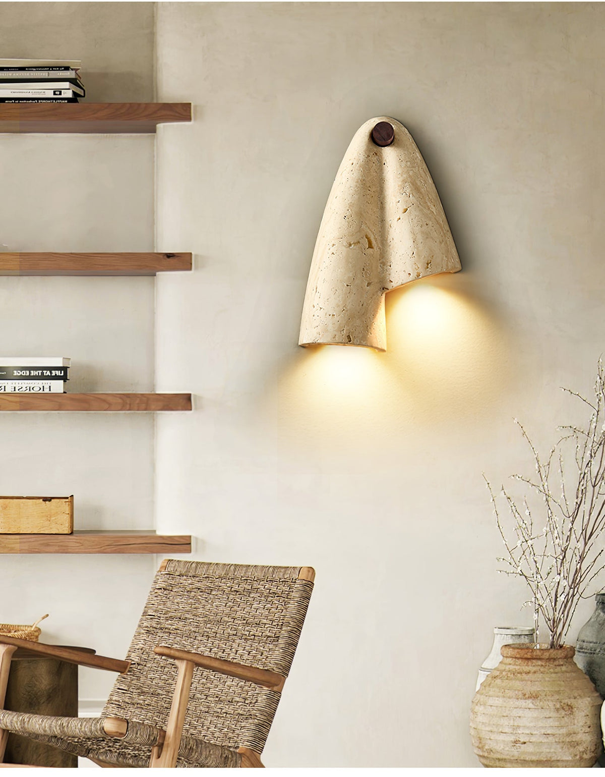 Valeliella wandlamp in travertin