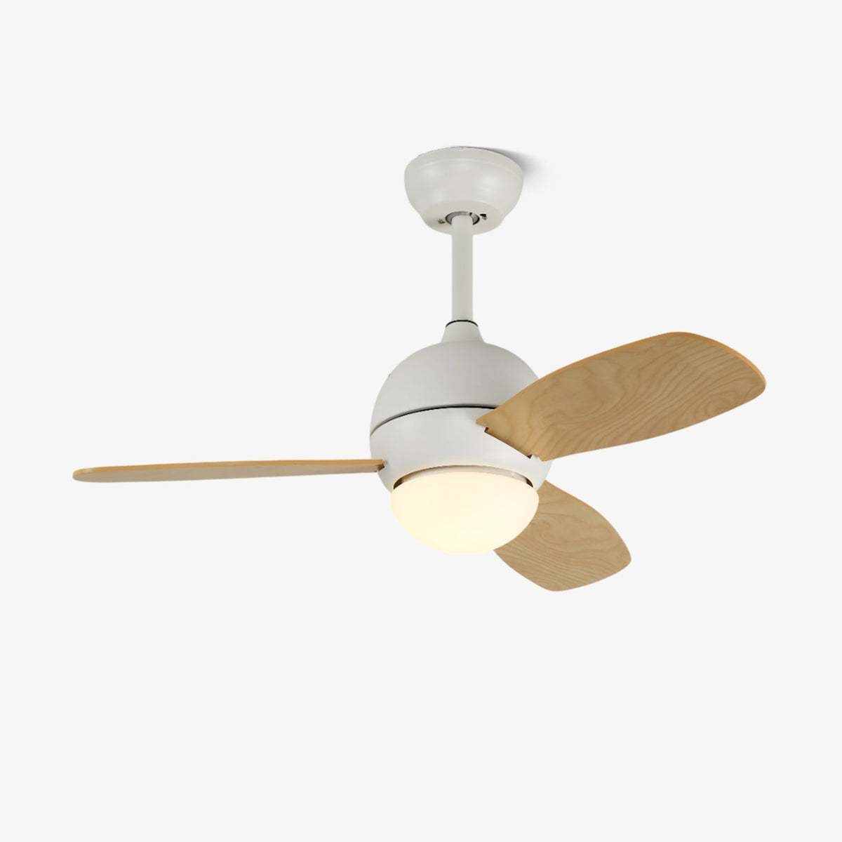 Vevo Minimalistische plafondventilator met verlichting in wit en houtnerf