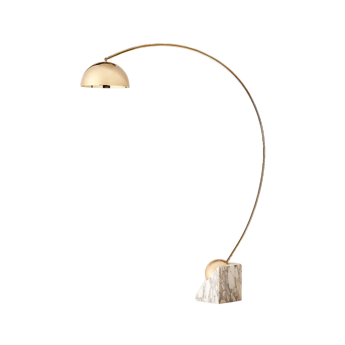 Venus vloerlamp met gebogen arm en halfronde kap