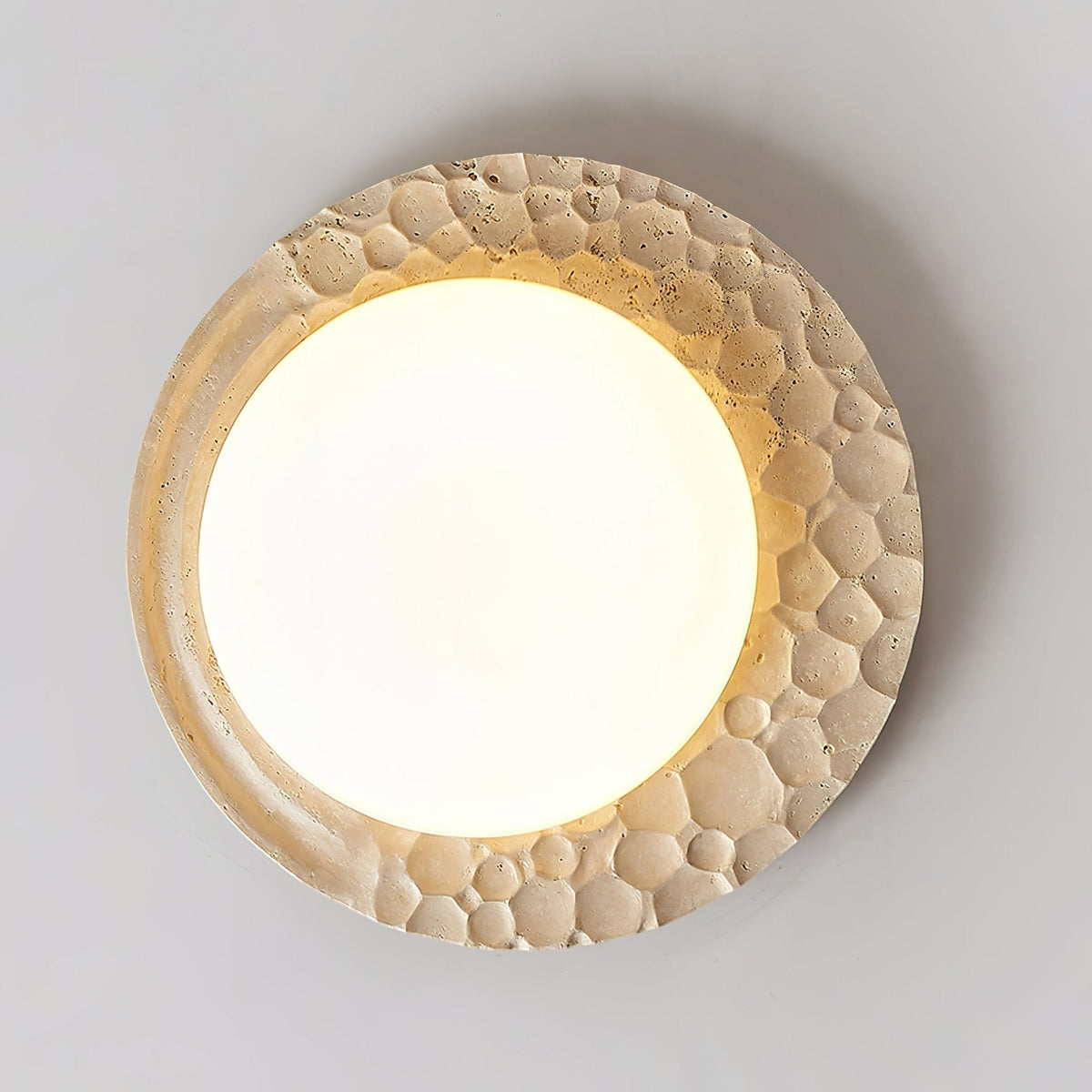Ivsoris plafondlamp met textuur van geel travertin