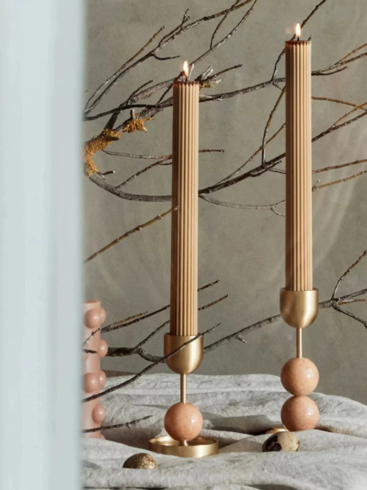Fuldo Verdant Sphere Candle Holder Geborsteld messing Accent Mid-century Interieur