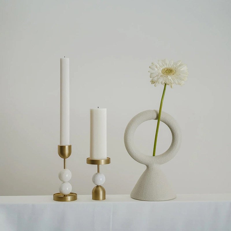 Fuldo Verdant Sphere Candle Holder Geborsteld messing Accent Mid-century Interieur