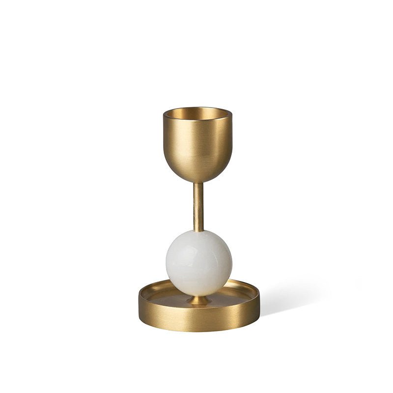 Fuldo Verdant Sphere Candle Holder Geborsteld messing Accent Mid-century Interieur