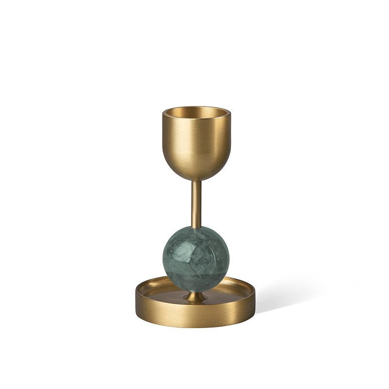 Fuldo Verdant Sphere Candle Holder Geborsteld messing Accent Mid-century Interieur