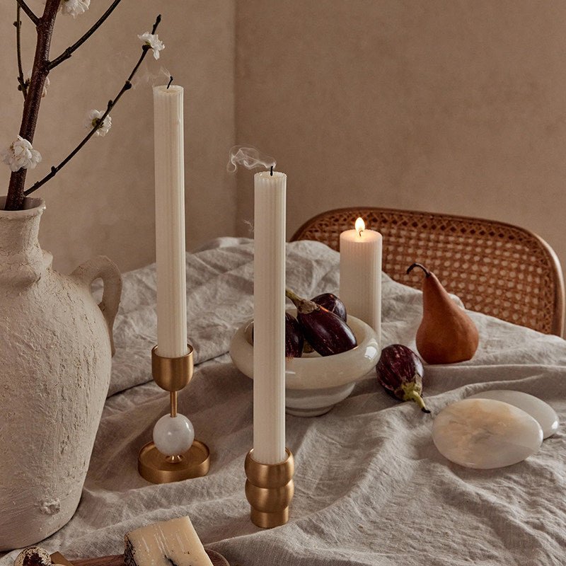 Fuldo Verdant Sphere Candle Holder Geborsteld messing Accent Mid-century Interieur