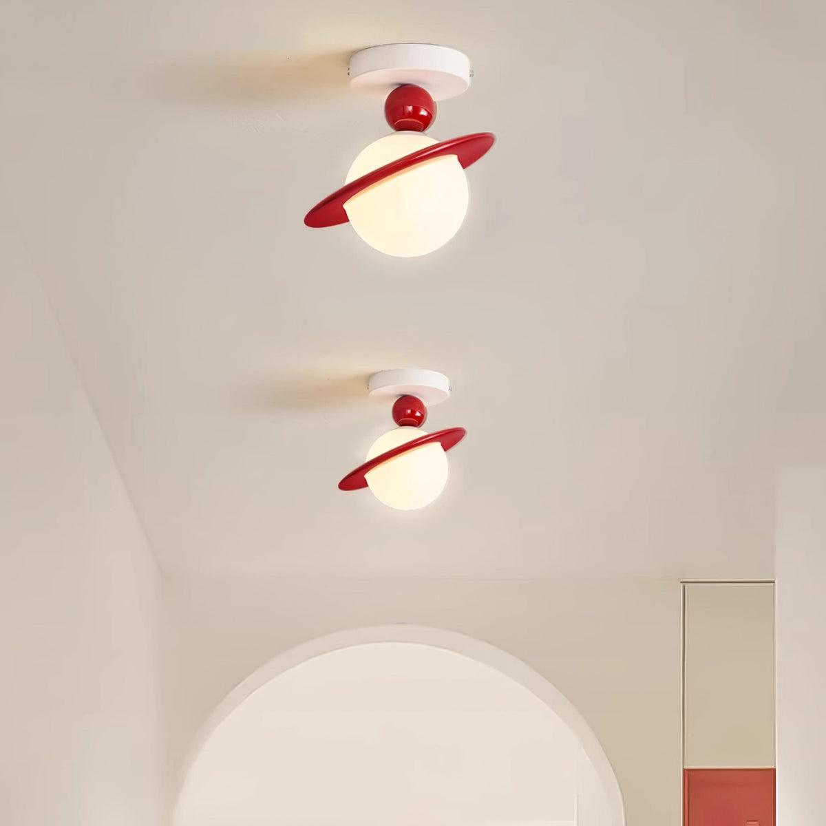 Selvian plafondlamp rood en wit retro
