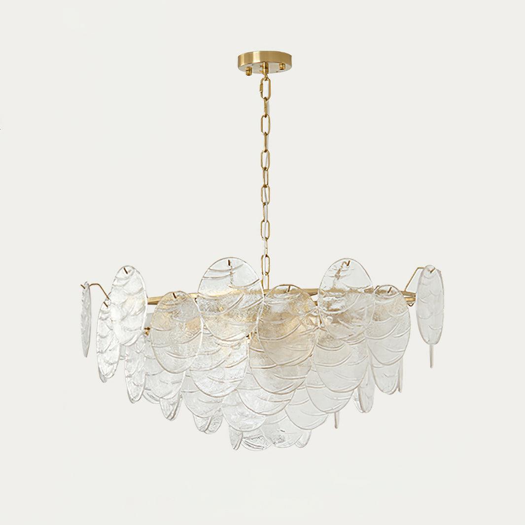Victoriaanse kroonluchter met metalen frame en goudkleurige afwerking, glas