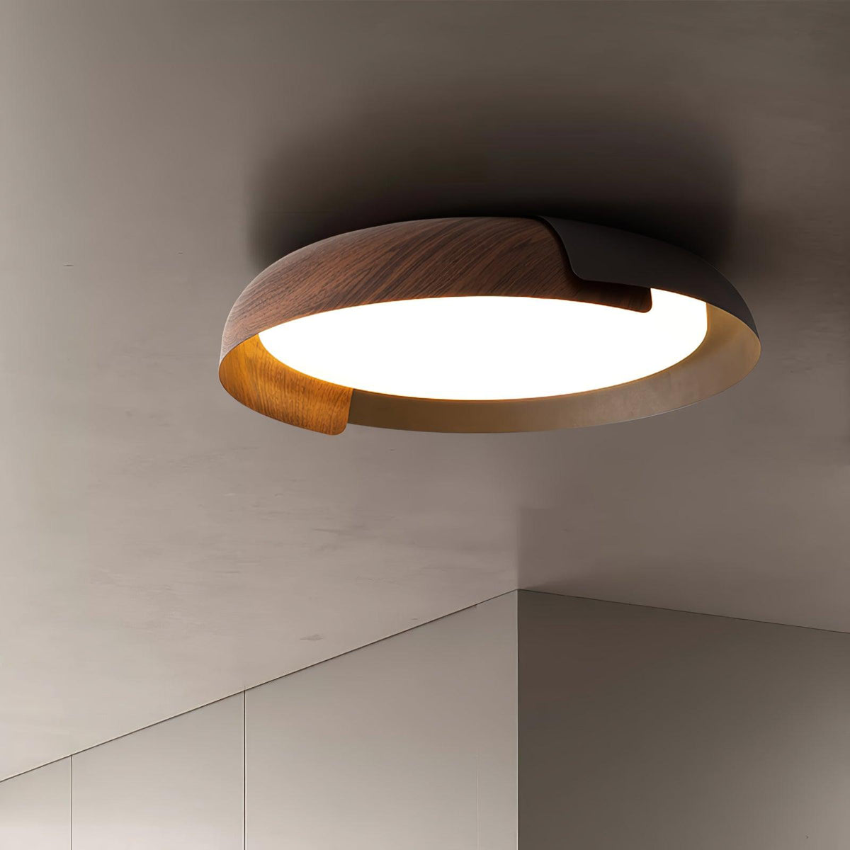 Nomino Plafondlamp Rond Acryl Hout Zacht Minimalistisch