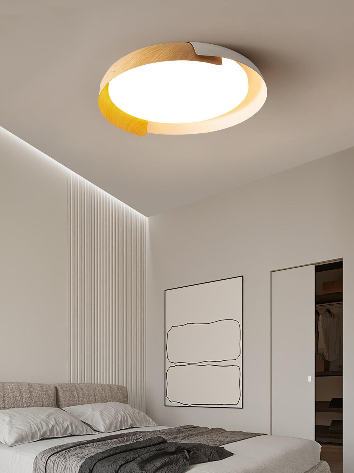 Nomino Plafondlamp Rond Acryl Hout Zacht Minimalistisch