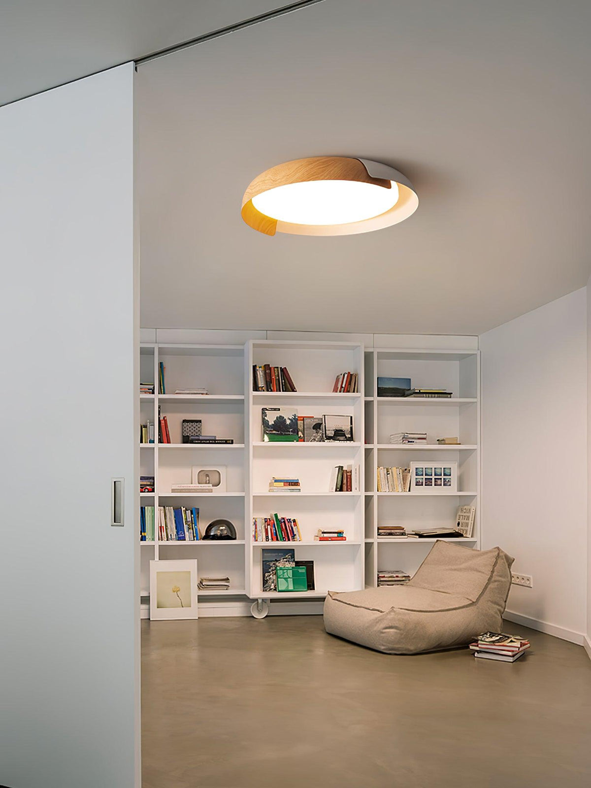 Nomino Plafondlamp Rond Acryl Hout Zacht Minimalistisch