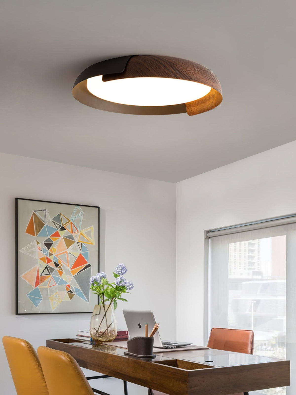 Nomino Plafondlamp Rond Acryl Hout Zacht Minimalistisch